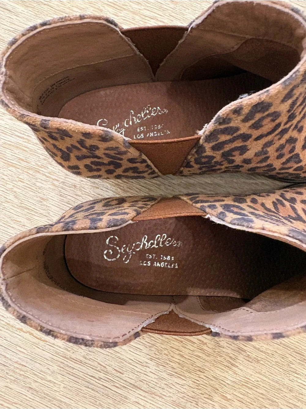 Seychelles Leather Suede Pull-On Leopard Print Ankle Booties